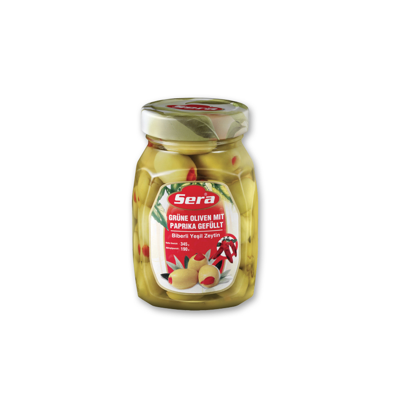Sera - Grüne Oliven mit Paprika gefüllt - 190g